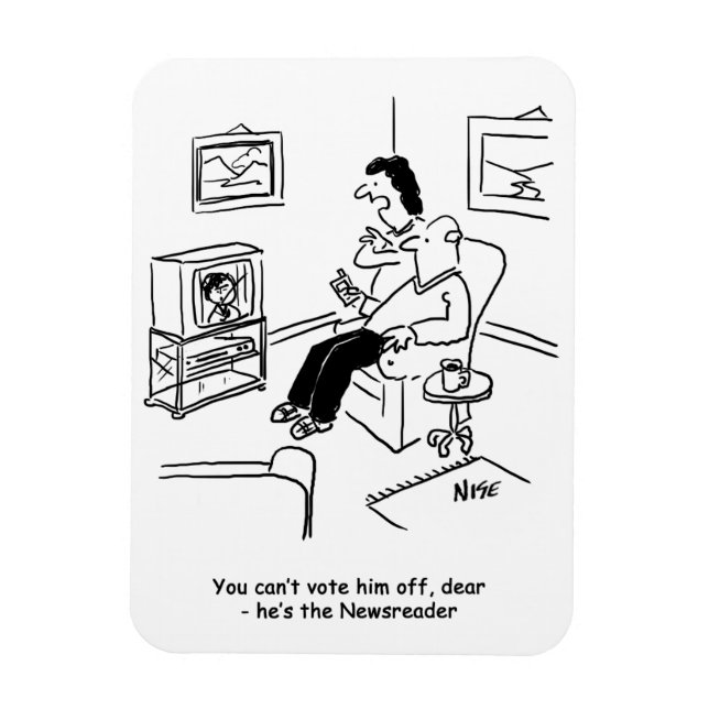 Íman Cartoon de votação na televisão. (Vertical)