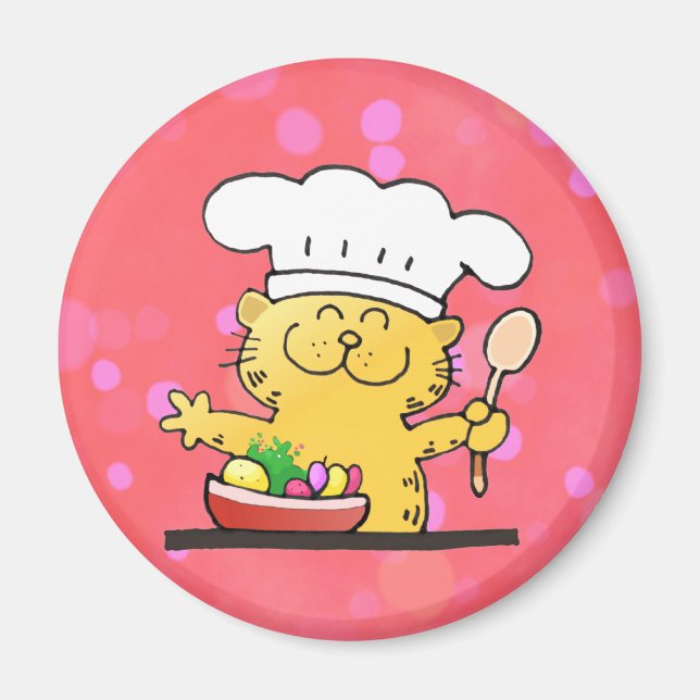 Íman Cartoon Engraçado | Chef Gatinho engraçado (Frente)