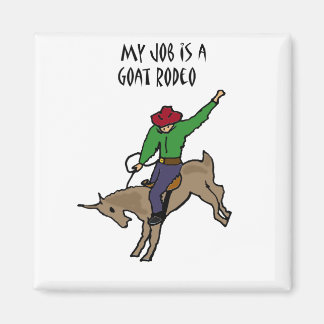 Íman Cartoon Engraçado de Goat Rodeo Trabalho Humor