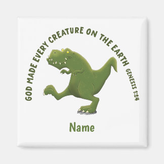 Íman Cartoon engraçado do T rex Deus fez todas as criat