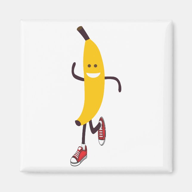 Íman Cartoon Engraçado Executando Banana (Frente)