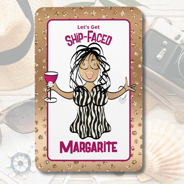 Íman Cartoon Engraçado Feira de Cruise Dourada Sparkle (Criador carregado)