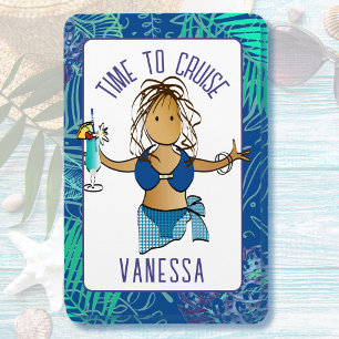 Íman Cartoon Engraçado Senhora Étnica de maiô Cabina de