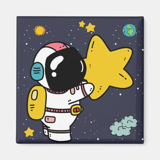 Íman Cartoon espacial astronauta (Frente)