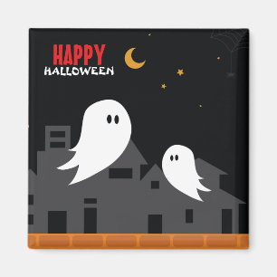 Íman Cartoon fantasma da cidade de Halloween
