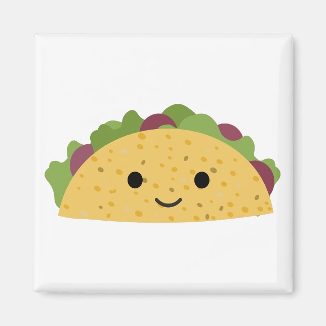 Íman Cartoon Fantástico Kawaii Sorrindo Taco (Frente)