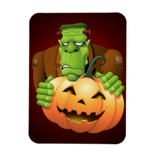 Íman Cartoon Frankenstein Monster com Pumpkin