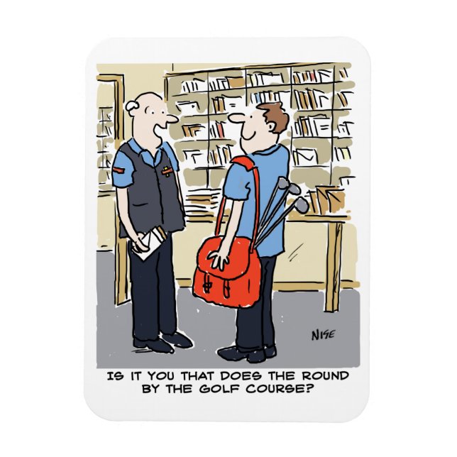 Íman Cartoon Golfer Postman ama Golf (Vertical)