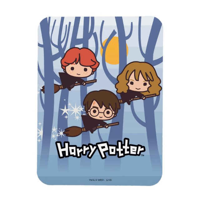 Íman Cartoon Harry, Ron E Hermione Voando Em Woods (Vertical)