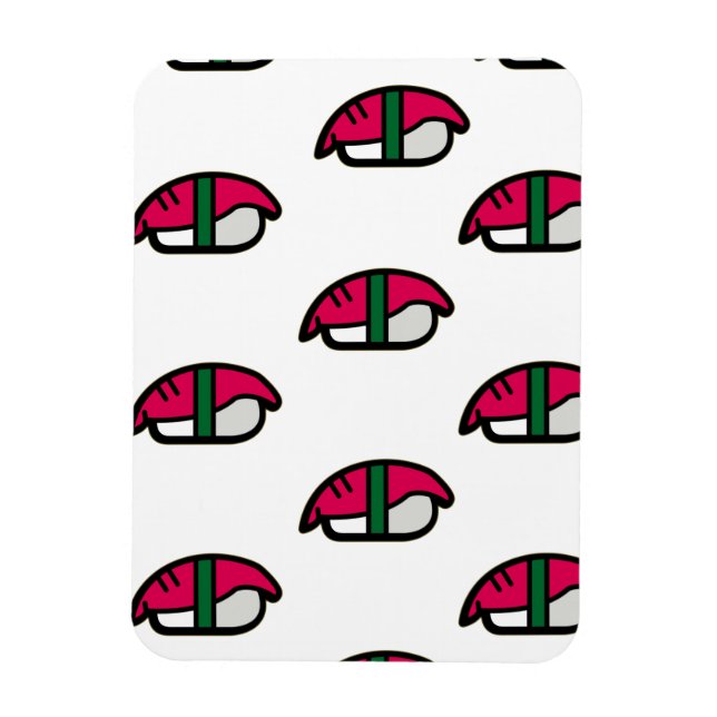 Íman Cartoon Kawaii Sushi, Arroz de Peixe e Algas Marin (Vertical)