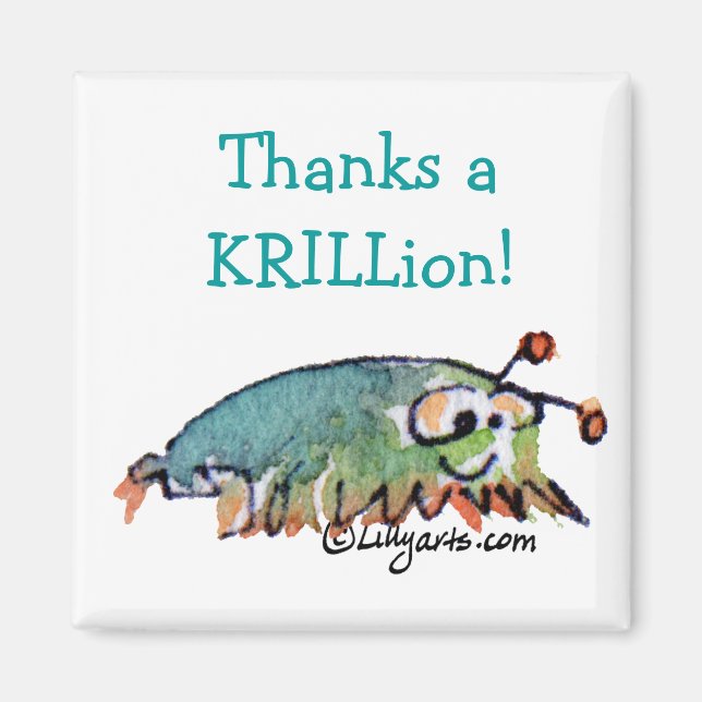 Íman Cartoon Krill Obrigado Gift Magnet (Frente)