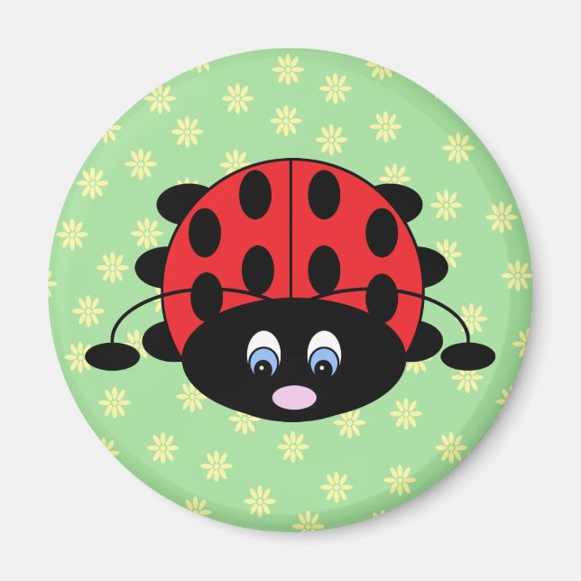 Íman Cartoon Ladybug com o Magnet Flores (Frente)