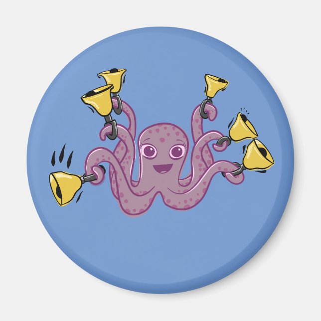 Íman Cartoon Octopus Ringing Handbels (Frente)