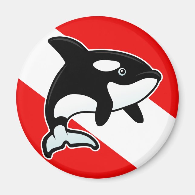 Íman Cartoon Orca Dive Flag (Frente)