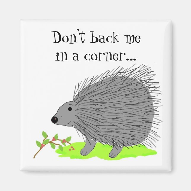 Íman Cartoon Porcupine com Say (Frente)