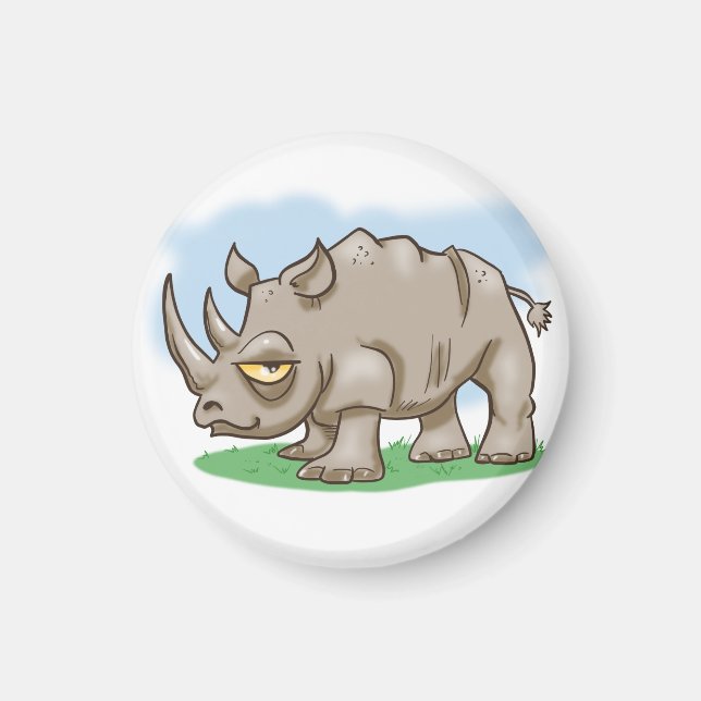 Íman Cartoon Rhino sorridente (Frente)