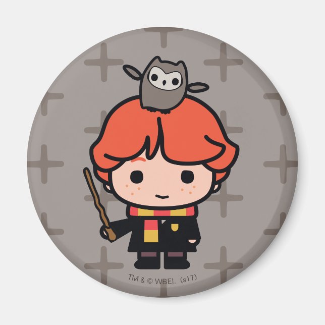 Íman Cartoon Ron Weasley e Pigwidgeon (Frente)