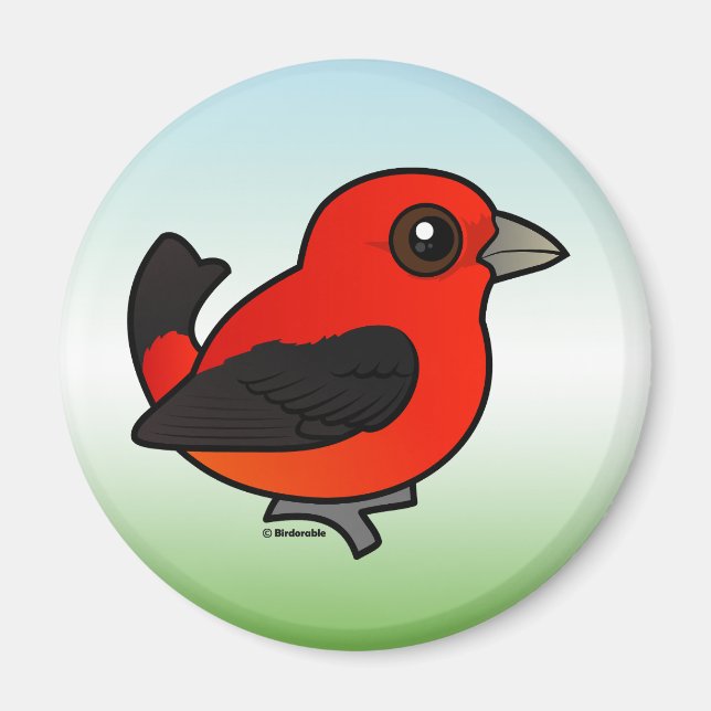 Íman Cartoon Scarlet Tanager (Frente)