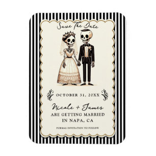 Íman Cartoon Skeleton Bride + Groom Salvar a Data