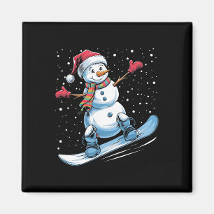 Íman Cartoon Snowboard Snowman Com Cristo De Santa Hat