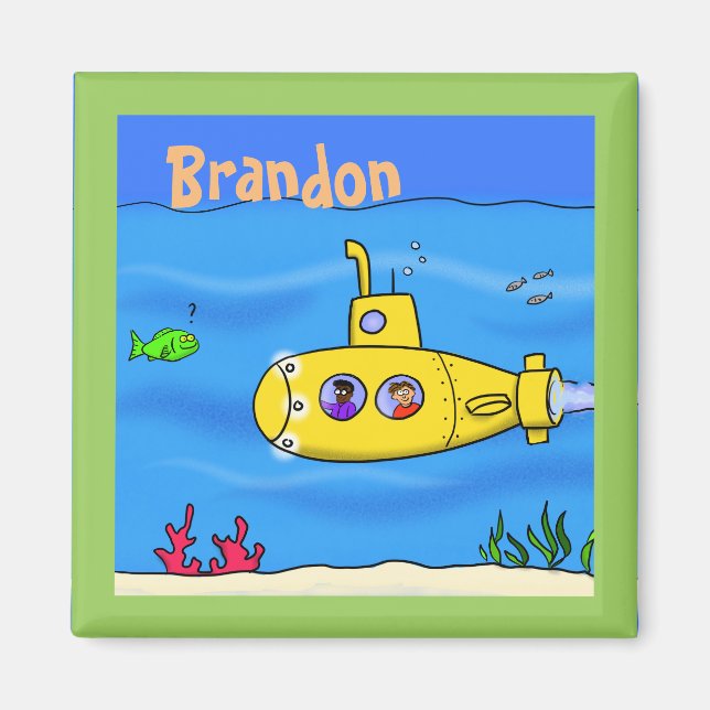 Íman Cartoon submarino feliz (Frente)