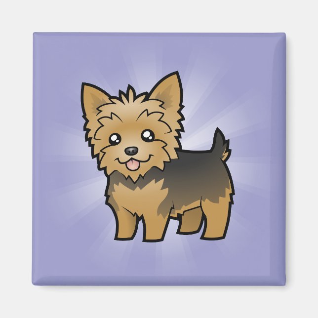 Íman Cartoon Yorkshire Terrier (cabelo curto sem arco) (Frente)