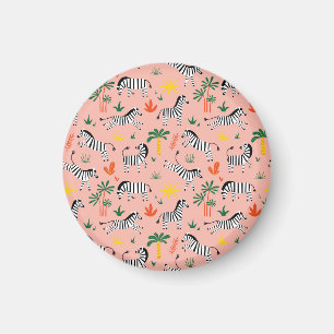 Íman Cartoon Zebras Funny Patterno Sem Olho