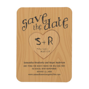 Íman Carved Initals on Oak Tree Save the Date