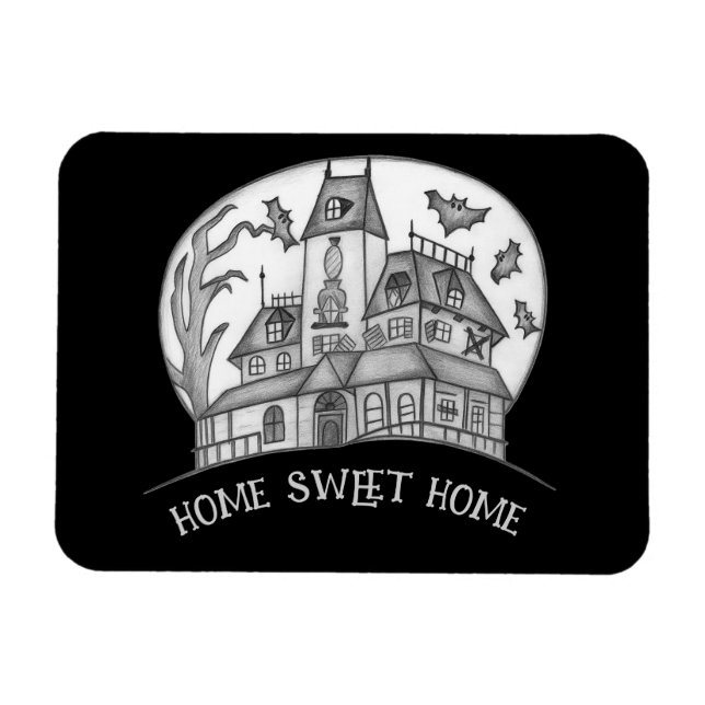 Íman Casa Assombrada e Morcegos Halloween  (Horizontal)
