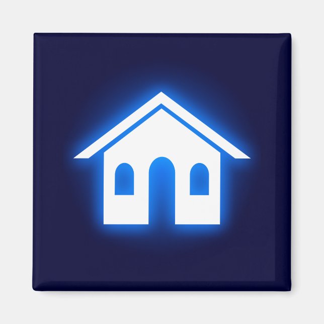 Íman casa azul brilhante (Frente)