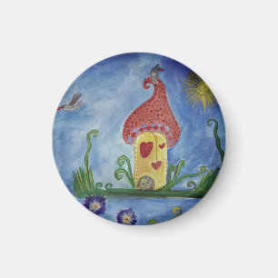 Íman Casa Branca Desenho Pequeno, 3,2 Cm De Magneta Red