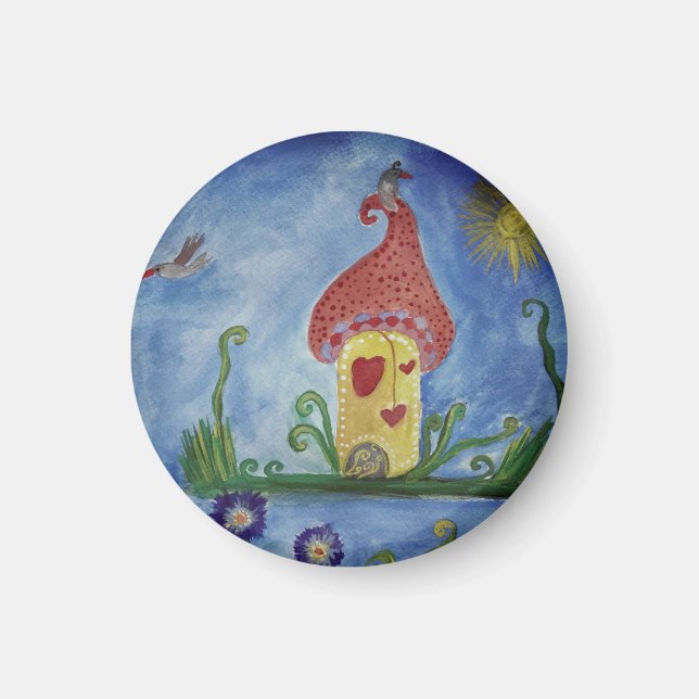 Íman Casa Branca Desenho Pequeno, 3,2 Cm De Magneta Red (Frente)