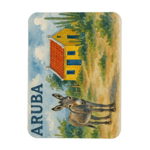 Íman Casa cunucu amarela de Aruba com aquarela de burro