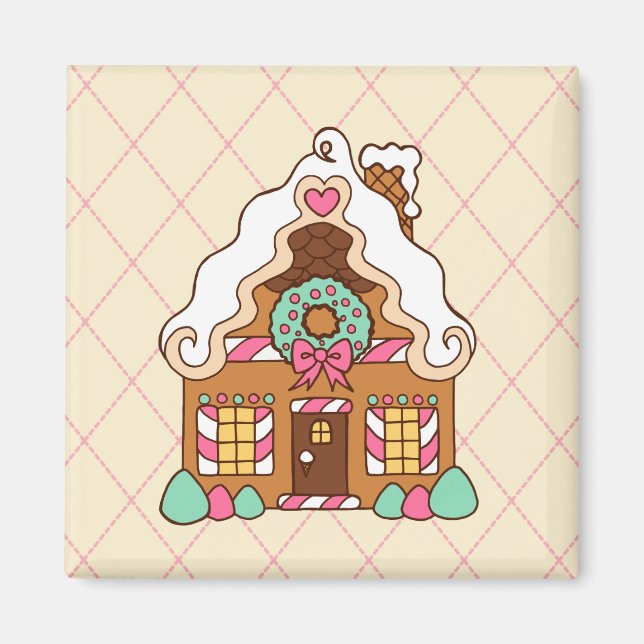 Íman Casa de Biscoito de Natal Ímã (Frente)