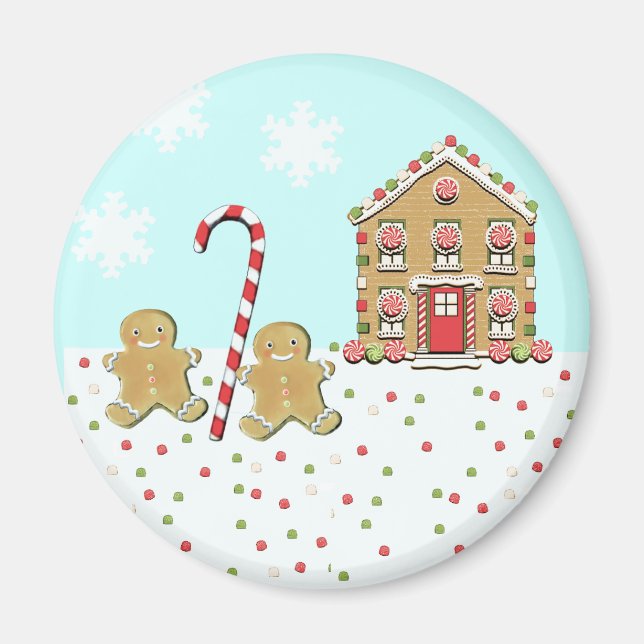 Íman Casa de Biscoitos de Natal Adoráveis (Frente)
