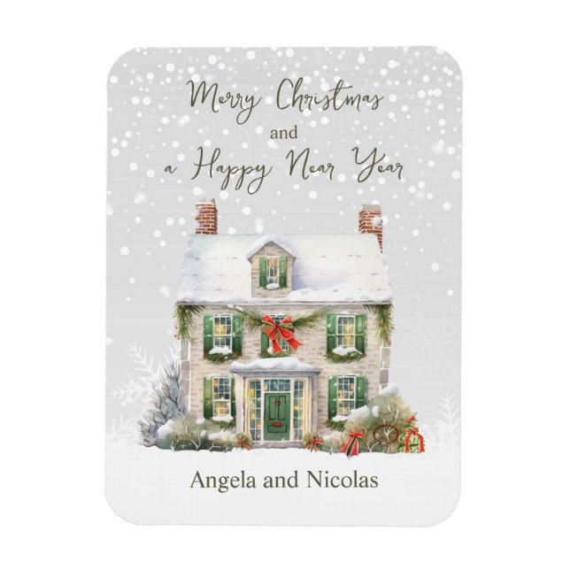 Íman Casa de Natal em Neve (Vertical)