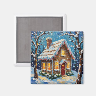 Íman Casa de Pão de Mel Vintage em Inverno Encantado