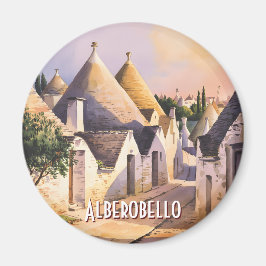 Íman Casa de Trulli personalizada Alberobello Aquarela