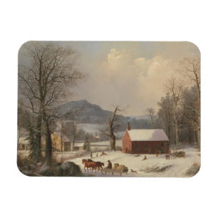 Íman Casa vermelha da escola (cena) do país 1858
