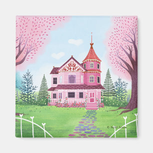 Íman Casa Vitoriana Rosa e Flor de Cereja