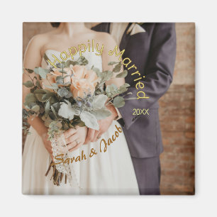 ÍMAN CASADOS FELIZES AMARELO VERDE PASTEL MARROM FOTO A