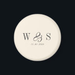 Íman Casais de casamento iniciais de creme natural eleg<br><div class="desc">Casal inicial de natas naturais Elegante</div>