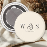 Íman Casais de noivos iniciais creme natural elegante<br><div class="desc">Casais de noivos inicial creme natural elegante</div>
