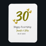 Íman casal 30 feliz ouro cinza de aniversário<br><div class="desc">design editável</div>