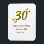 Íman casal 30 feliz ouro cinza de aniversário<br><div class="desc">design editável</div>