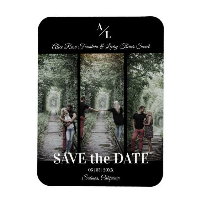 Íman Casal ativado de colagem de fotos clássico 3 (Vertical)