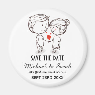 Íman Casal bonito Desenho Salvar a Data Casamento