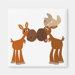 Íman Casal bonito dos alces dos desenhos animados no