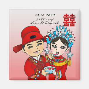 Íman Casal chinês do casamento: Rosa quadrado do ímã
