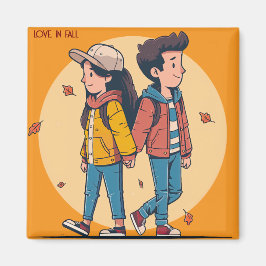 Íman Casal com as mãos caminhando juntas no outono